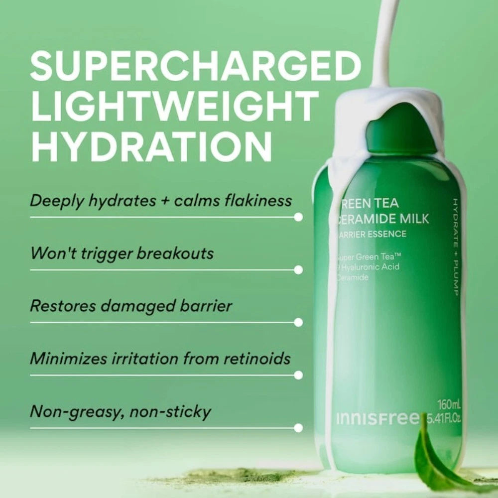 innisfree Green Tea Ceramide Milk Toner for Hydration & Barrier Repair